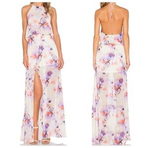 Show Me Your Mumu Heather Halter Maxi Dress in Abers Babers Watercolor Floral XS